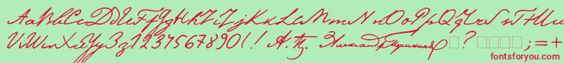 Pushkin Font – Red Fonts on Green Background