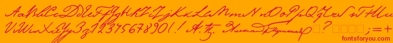 Pushkin-Schriftart – Rote Schriften auf orangefarbenem Hintergrund