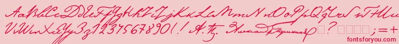 Pushkin-Schriftart – Rote Schriften auf rosa Hintergrund