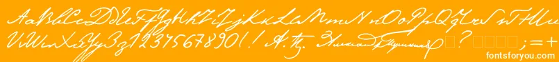 Pushkin-Schriftart – Weiße Schriften auf orangefarbenem Hintergrund