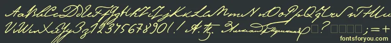 Pushkin Font – Yellow Fonts on Black Background