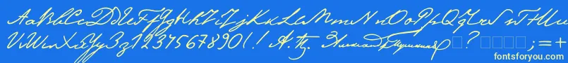 Pushkin-Schriftart – Gelbe Schriften auf blauem Hintergrund