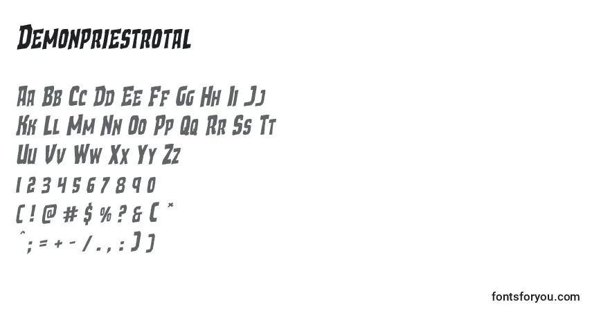Schriftart Demonpriestrotal – Alphabet, Zahlen, spezielle Symbole