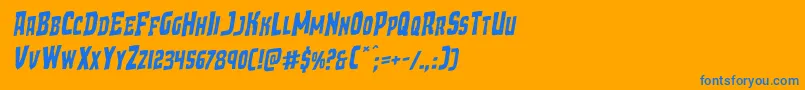 Demonpriestrotal Font – Blue Fonts on Orange Background