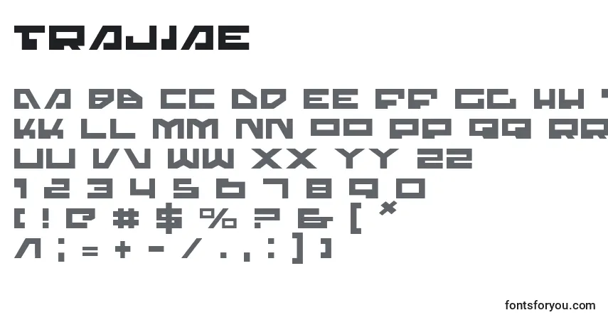 A fonte Trajiae – alfabeto, números, caracteres especiais