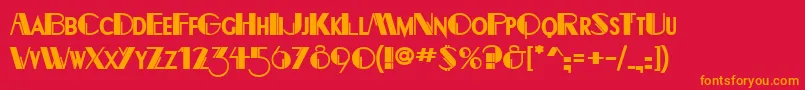 BancoBold-Schriftart – Orangefarbene Schriften auf rotem Hintergrund