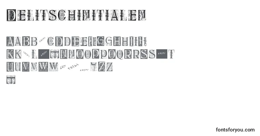 Delitschinitialen-fontti – aakkoset, numerot, erikoismerkit