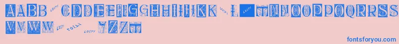 Delitschinitialen-Schriftart – Blaue Schriften auf rosa Hintergrund