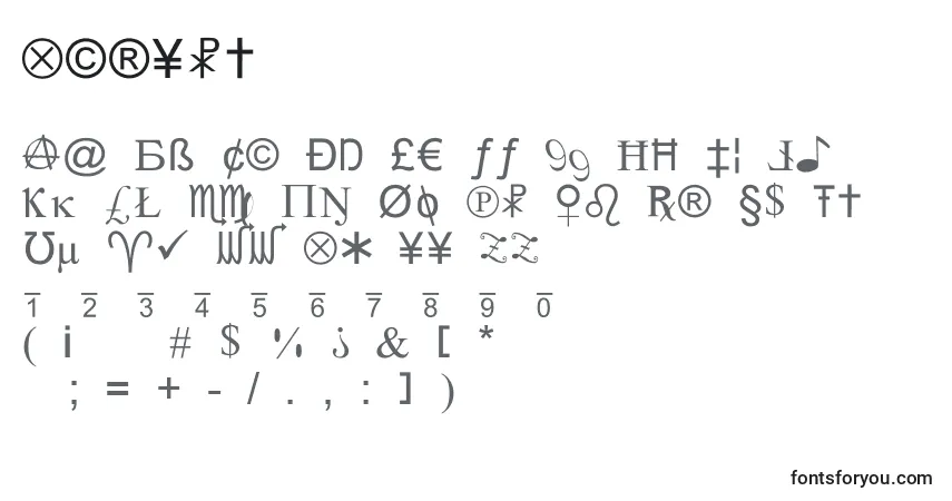 Schriftart Xcrypt – Alphabet, Zahlen, spezielle Symbole