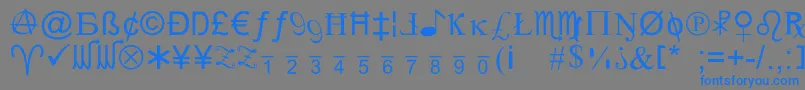 フォントXcrypt – 灰色の背景に青い文字