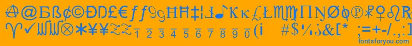 フォントXcrypt – オレンジの背景に青い文字