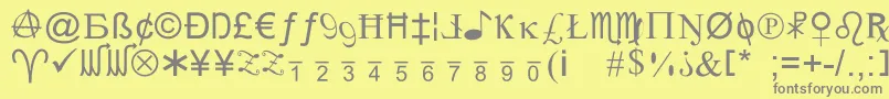 フォントXcrypt – 黄色の背景に灰色の文字