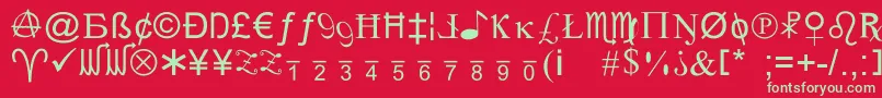 フォントXcrypt – 赤い背景に緑の文字