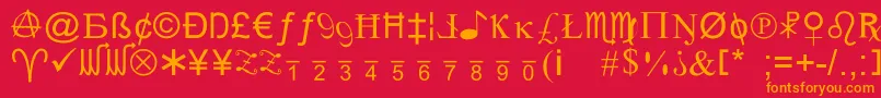 フォントXcrypt – 赤い背景にオレンジの文字