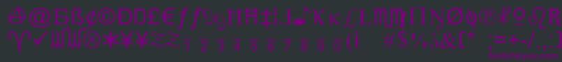 Czcionka Xcrypt – fioletowe czcionki na czarnym tle