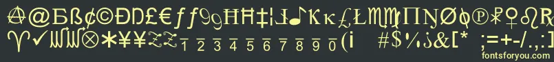 フォントXcrypt – 黒い背景に黄色の文字