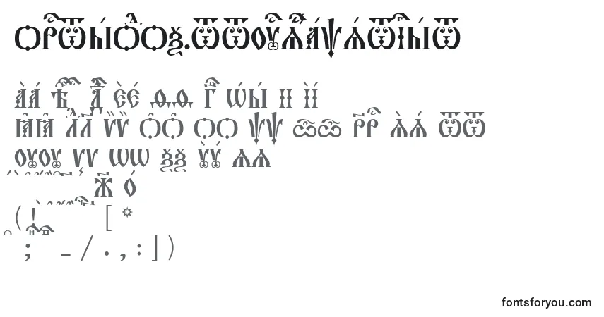 Schriftart Orthodox.TtUcs8CapsTight – Alphabet, Zahlen, spezielle Symbole