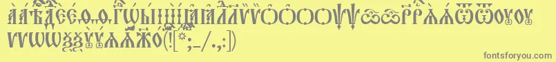 Orthodox.TtUcs8CapsTight-Schriftart – Graue Schriften auf gelbem Hintergrund