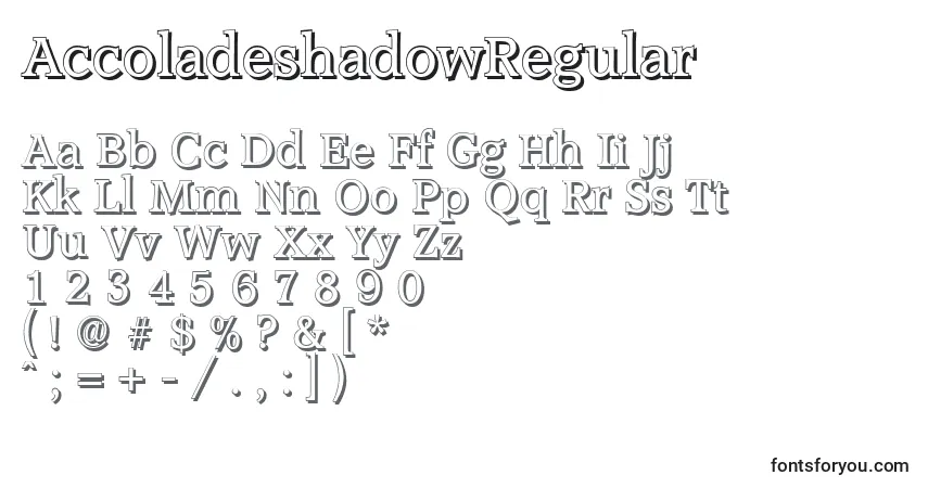 Шрифт AccoladeshadowRegular – алфавит, цифры, специальные символы