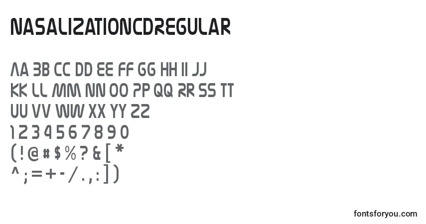 A fonte NasalizationcdRegular – alfabeto, números, caracteres especiais