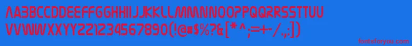 NasalizationcdRegular-Schriftart – Rote Schriften auf blauem Hintergrund