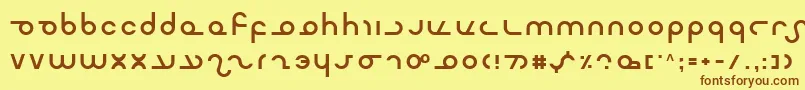 フォントMasterdom – 茶色の文字が黄色の背景にあります。