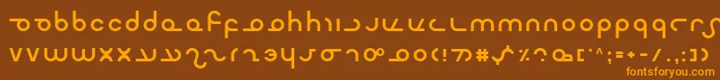 フォントMasterdom – オレンジ色の文字が茶色の背景にあります。