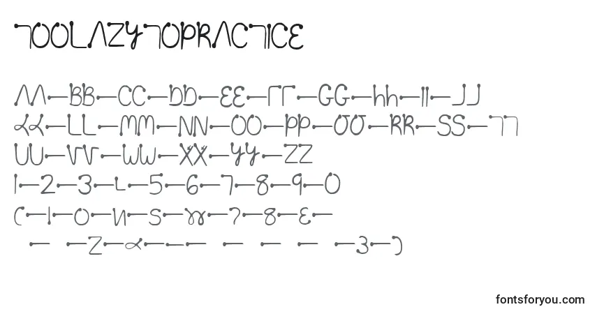 A fonte Toolazytopractice – alfabeto, números, caracteres especiais