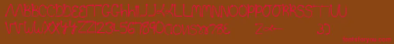 フォントToolazytopractice – 赤い文字が茶色の背景にあります。