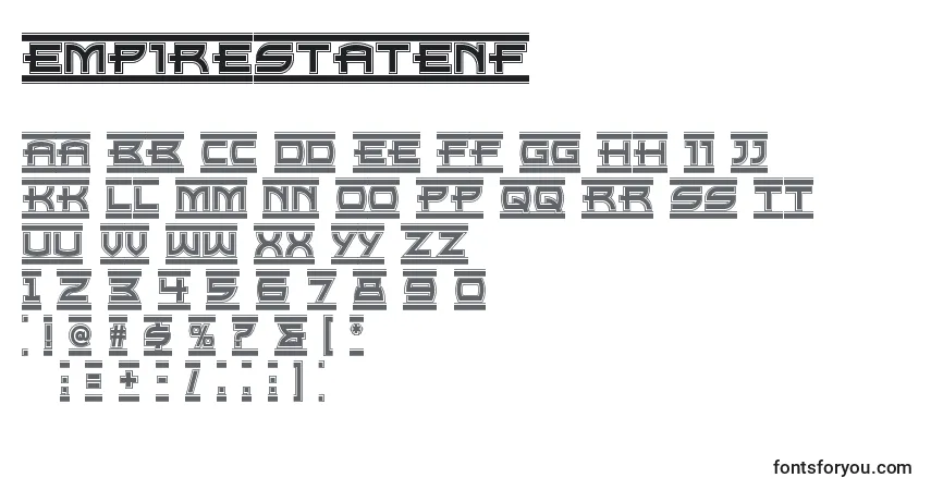 Czcionka Empirestatenf – alfabet, cyfry, specjalne znaki