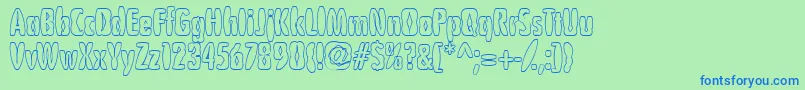 フォントPuffedrice – 青い文字は緑の背景です。