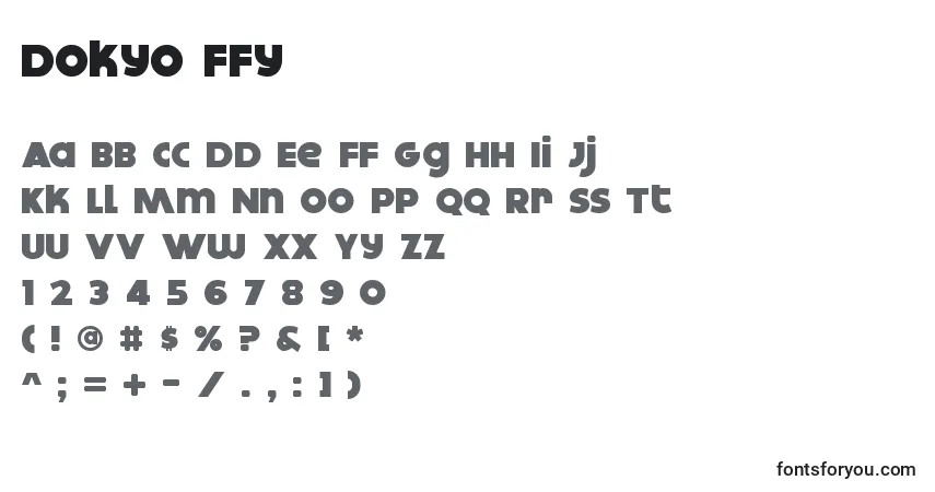 Шрифт Dokyo ffy – алфавит, цифры, специальные символы