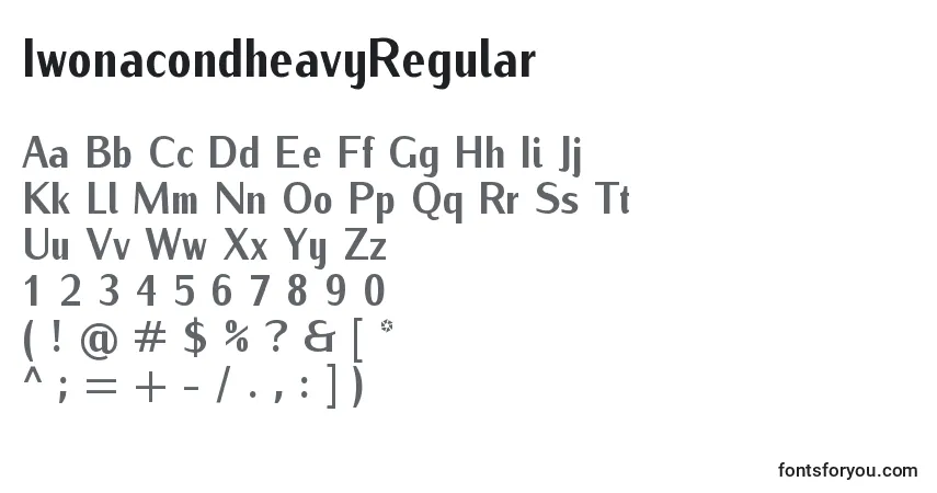 Schriftart IwonacondheavyRegular – Alphabet, Zahlen, spezielle Symbole