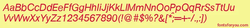AtkinsItalic-fontti – punaiset fontit keltaisella taustalla