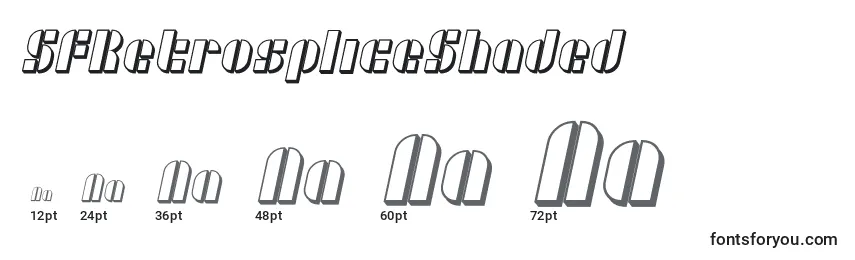 Размеры шрифта SfRetrospliceShaded