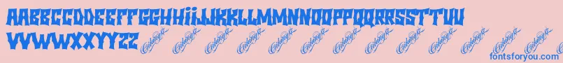 Minggupagi Font – Blue Fonts on Pink Background