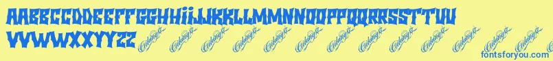 Minggupagi Font – Blue Fonts on Yellow Background