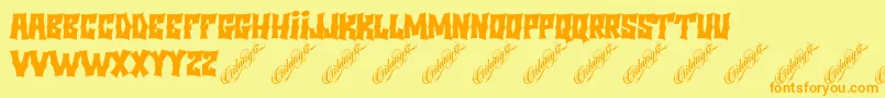 Minggupagi Font – Orange Fonts on Yellow Background