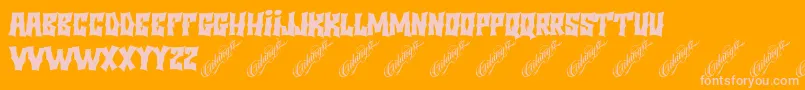 Minggupagi Font – Pink Fonts on Orange Background