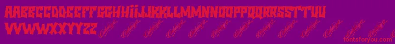 フォントMinggupagi – 紫の背景に赤い文字