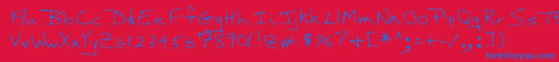 Lehn121 Font – Blue Fonts on Red Background