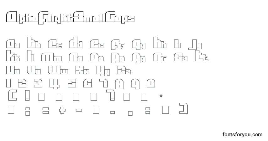 A fonte AlphaFlightSmallCaps – alfabeto, números, caracteres especiais