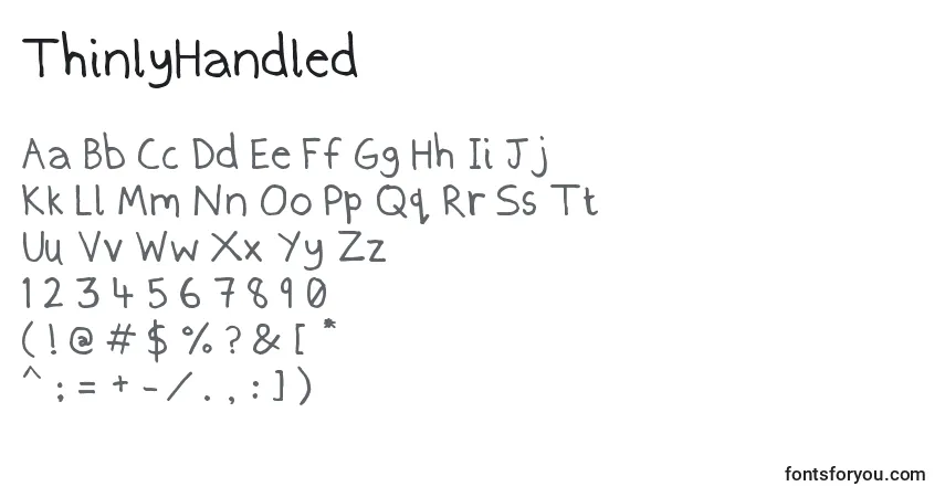 Шрифт ThinlyHandled – алфавит, цифры, специальные символы
