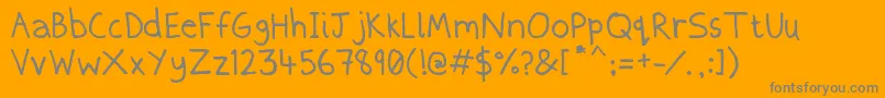 Weitere Informationen zur ThinlyHandled-Schriftart ThinlyHandled-Schriftart – Graue Schriften auf orangefarbenem Hintergrund