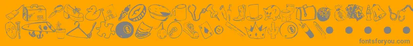 GarageSale-Schriftart – Graue Schriften auf orangefarbenem Hintergrund