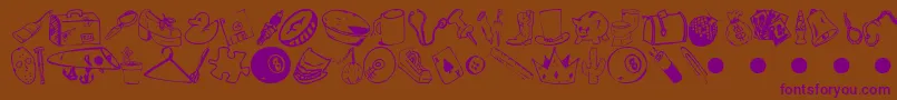 GarageSale-Schriftart – Violette Schriften auf braunem Hintergrund