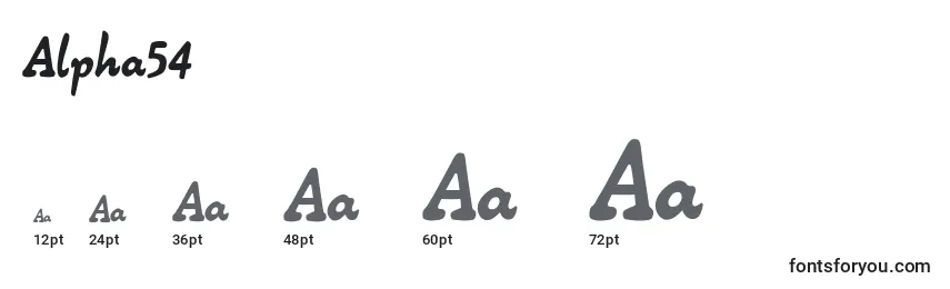Größen der Schriftart Alpha54