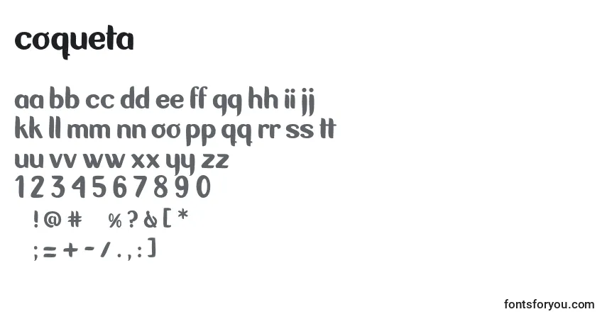 Шрифт Coqueta – алфавит, цифры, специальные символы