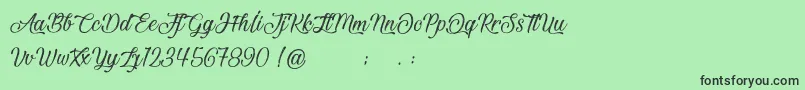 フォントBeautifulAndOpenhearted – 緑の背景に黒い文字