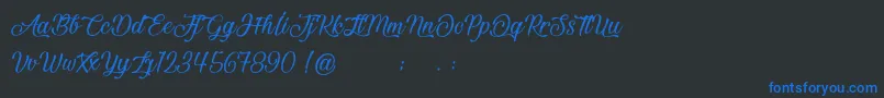 フォントBeautifulAndOpenhearted – 黒い背景に青い文字